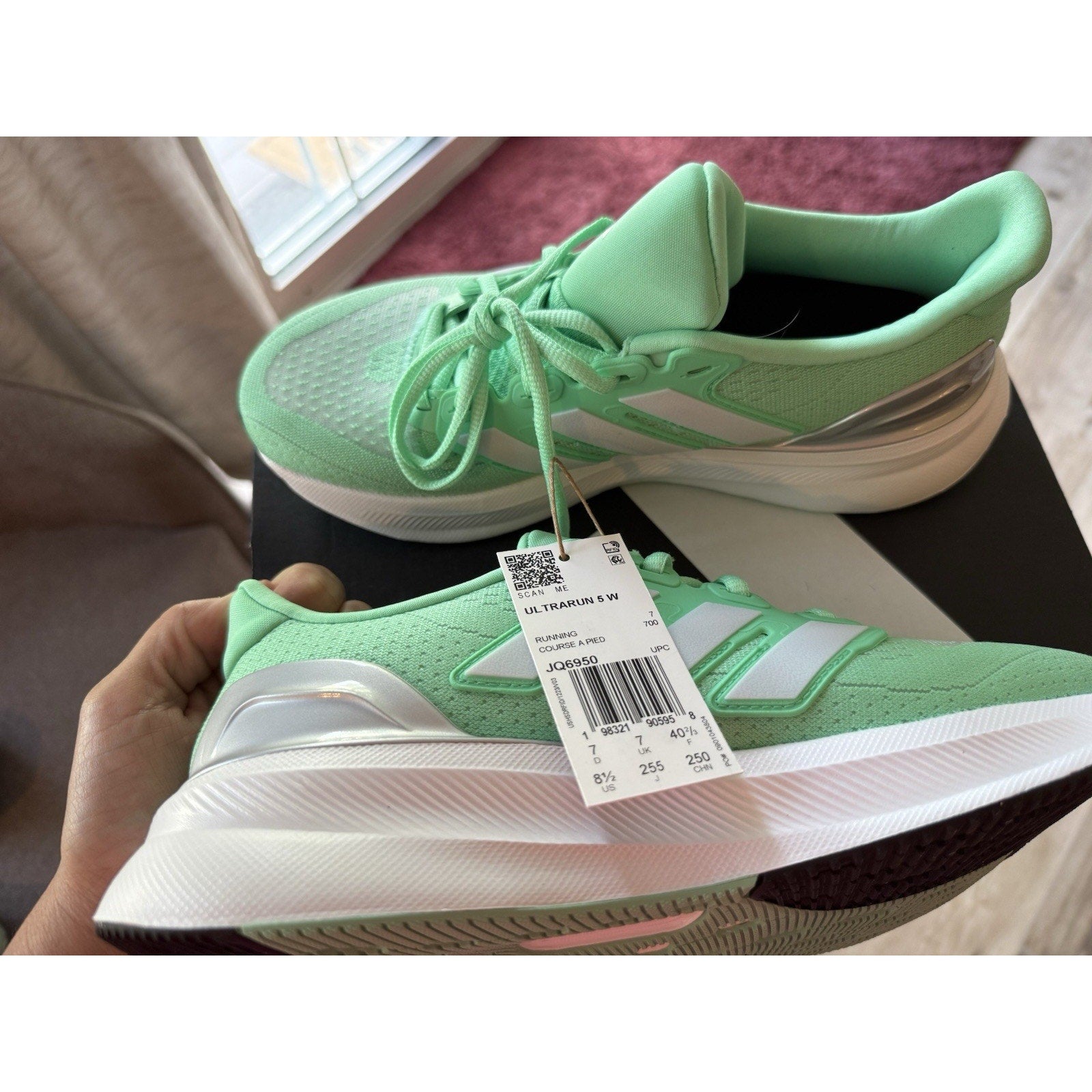 Size 8.5 - adidas Ultrarun 5 W Green Glow Dash Grey Core Black W