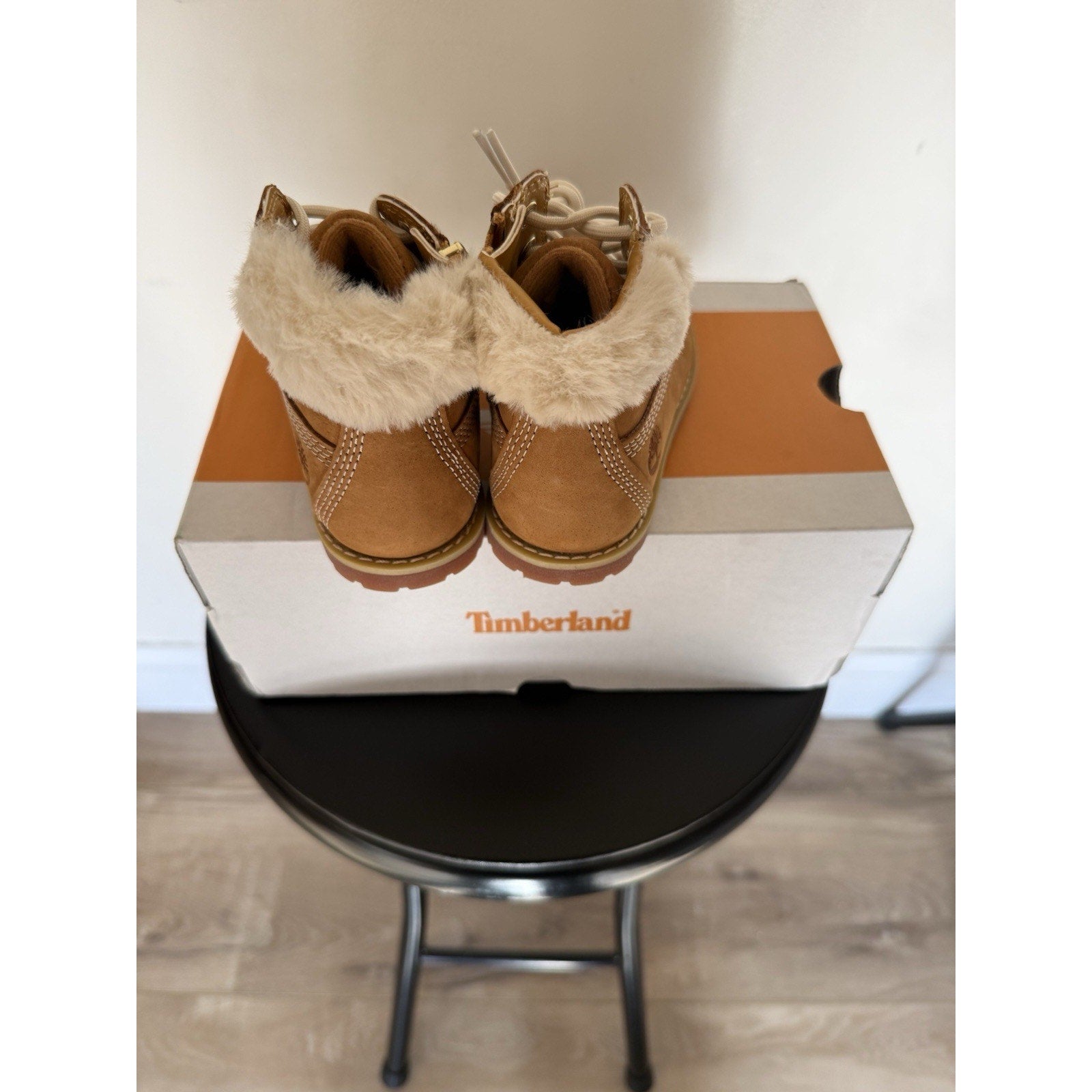 Timberland Pokey Pine Toddler Boots Size 8 Wheat Nubuck NEW w Box Faux Fur Lined