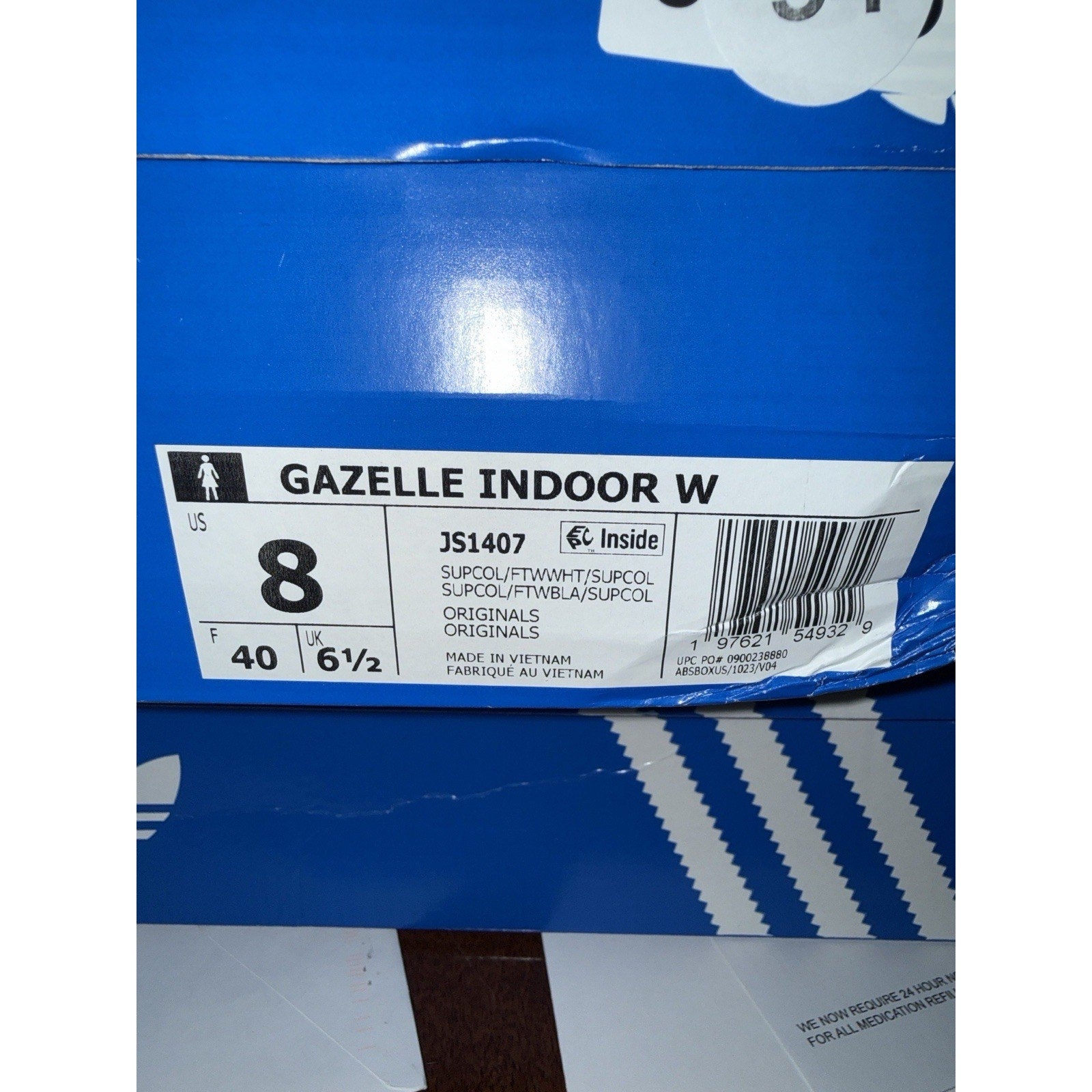 Adidas Gazelle Indoor Blue CloudWhite Gum JS1407 – Women’s Size 8 New in Box