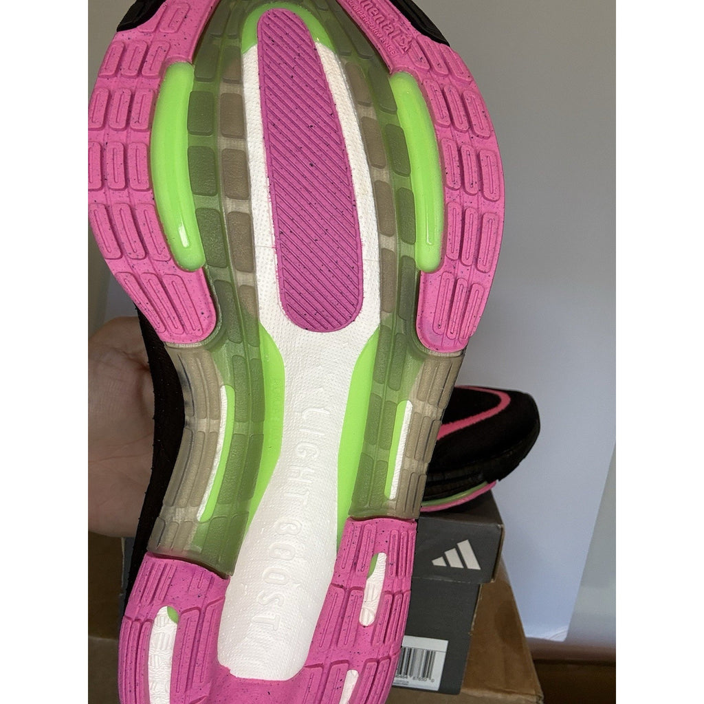 Size 7.5 - Adidas UltraBoost Light Black Lucid Lime Pink W