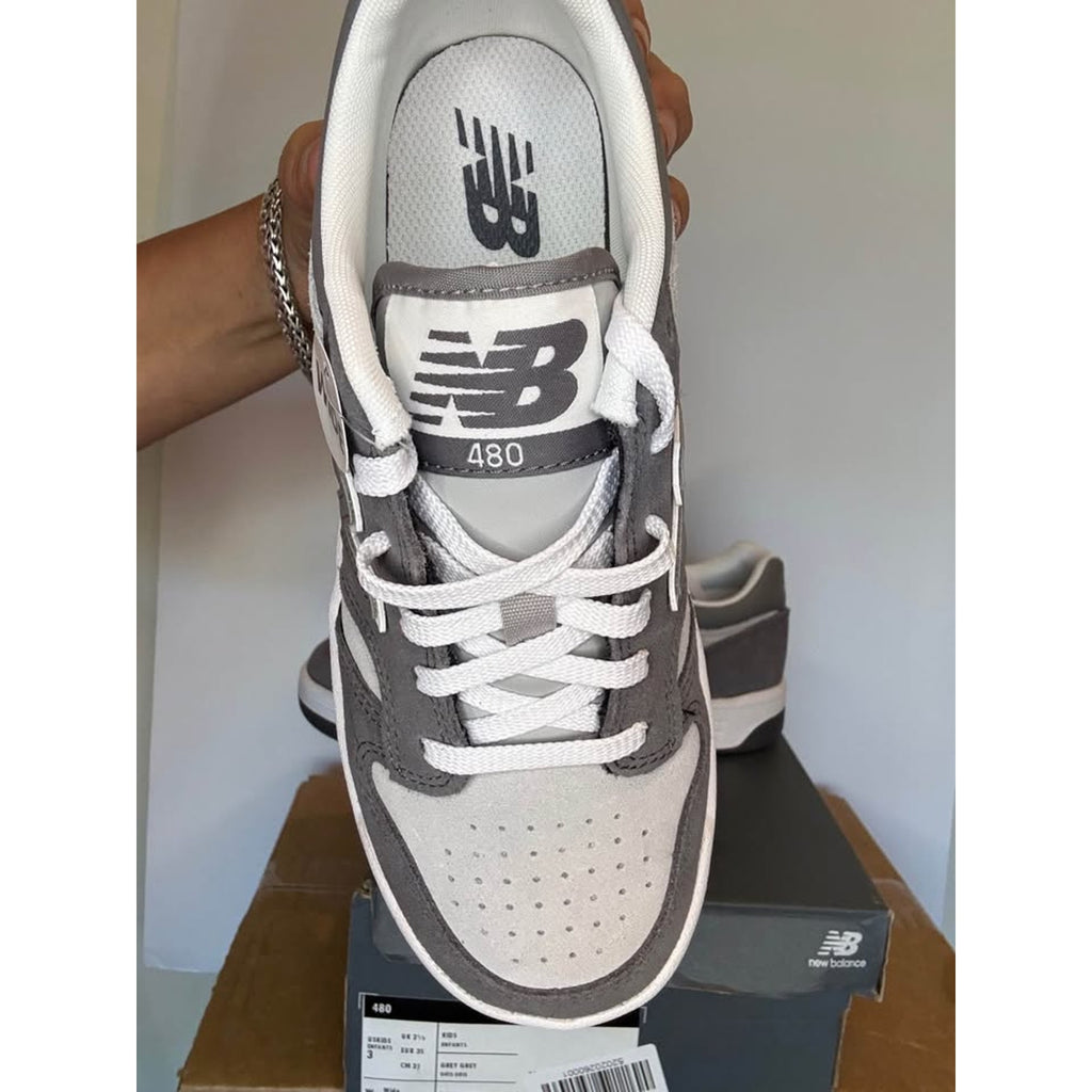New Balance 480 Grey White Kids 3 Wide