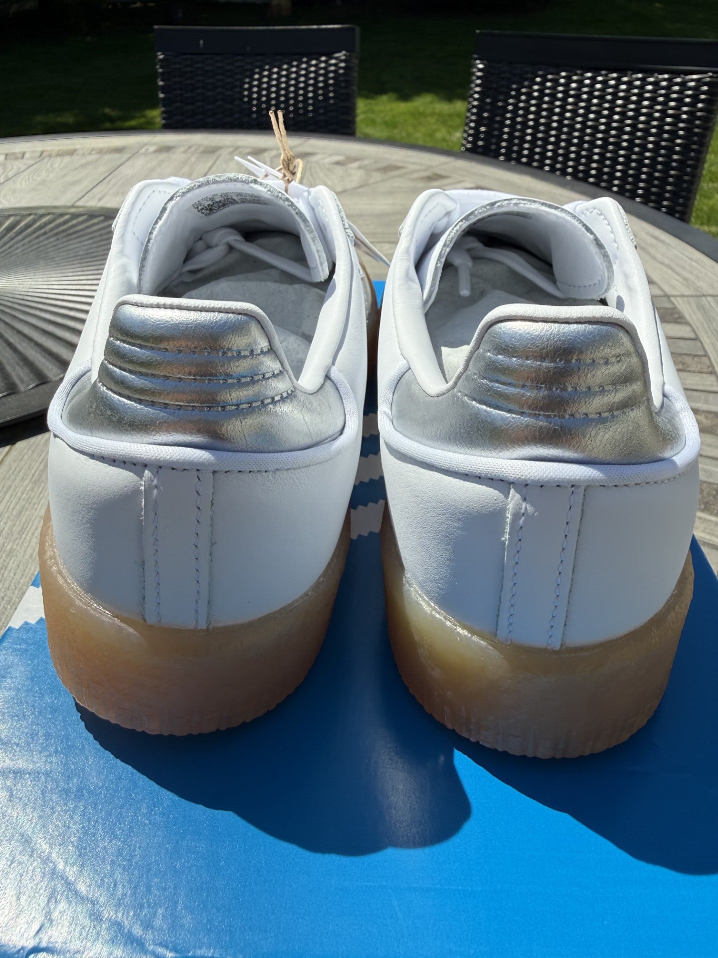 adidas Sambae W White Metallic Silver Women’s Size 8 🔥 Platform Gum Sole Sneaker