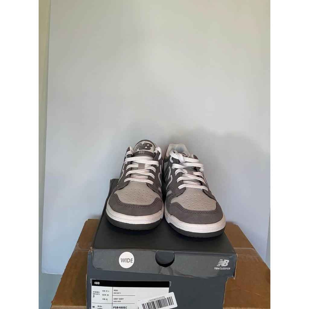New Balance 480 Grey White Kids 3 Wide