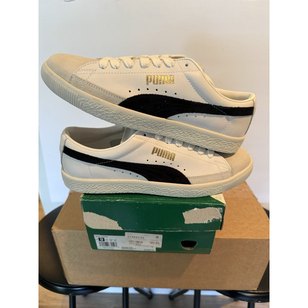 Size 9 - Puma Basket Vintage White Black